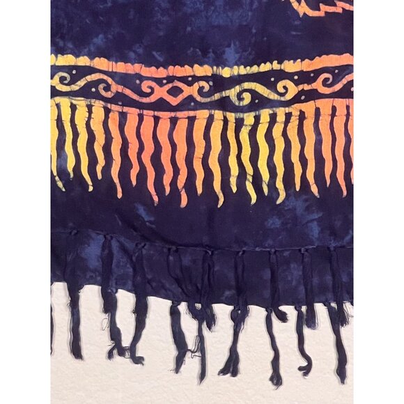 Habiscus Collection Blue Floral Fringe Rayon Lightweight & Vibrant Scarf 66 x 20 - Picture 9 of 11